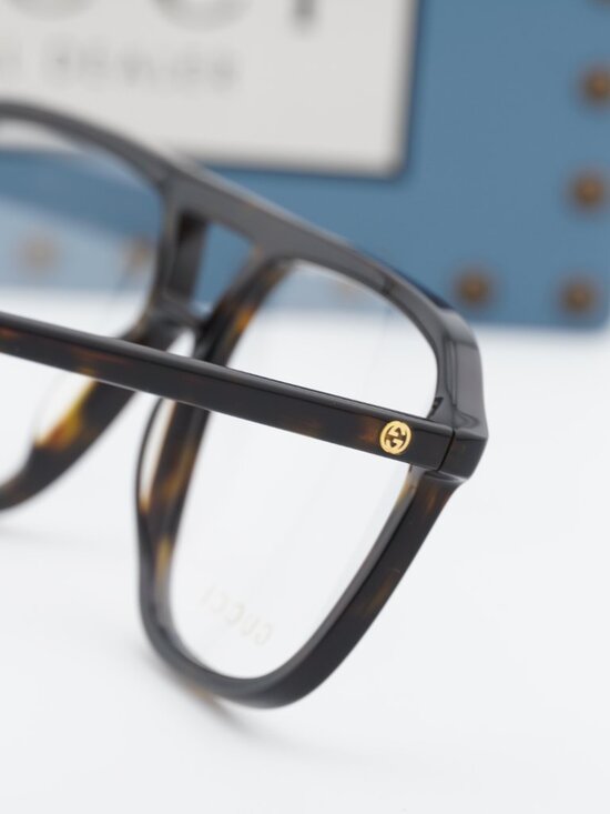 Gucci GG1078O 003 Square Eyeglasses – Havana 56mm main image 7